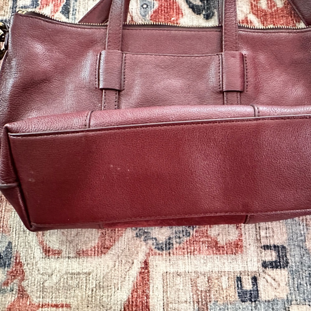 Wine Colored Fossil Tote With Matching Wallet - image 4